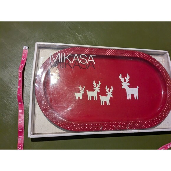 Mikasa Melamine Large Red Deer  Rectangular Tray Platter Cookie  20 In - Picture 2 of 5